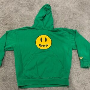 drew house Kids Green Hoodie with Yellow Logo